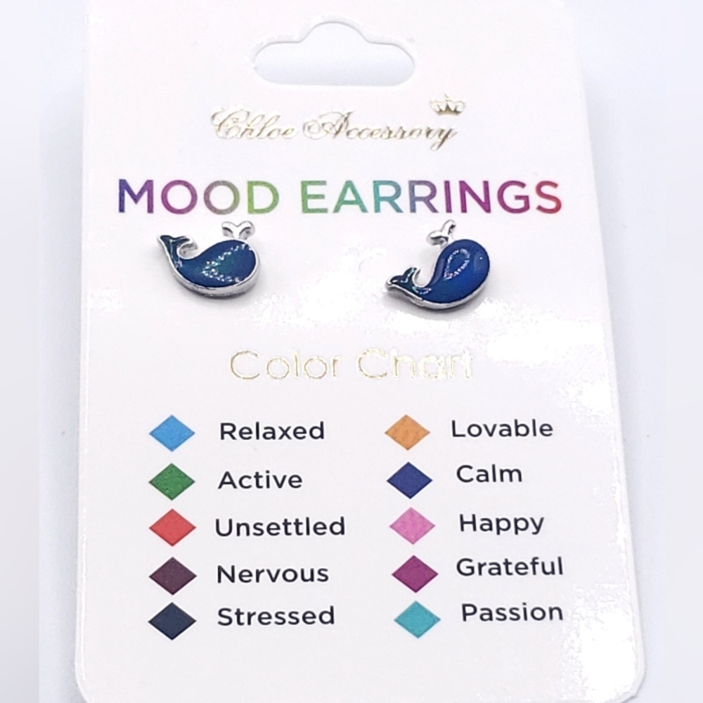 New mood earrings, whale shaped mood earrings,
